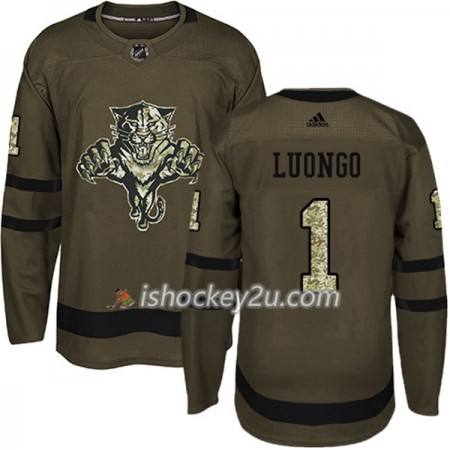 Mænd NHL Florida Panthers Trøje Roberto Luongo 1 Adidas 2017-2018 Camo Grøn Authentic